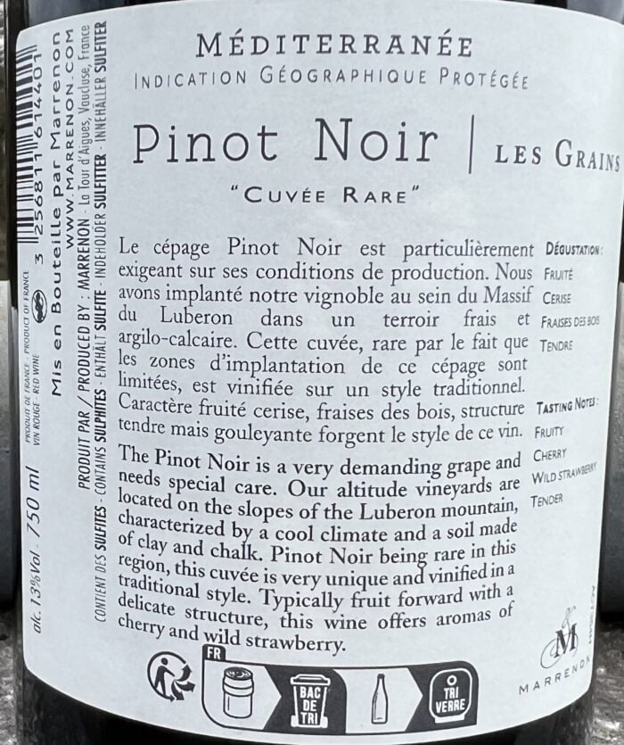 Marrenon Pinot Noir Les Grains "Cuvée Rare" 2024 – Image 3
