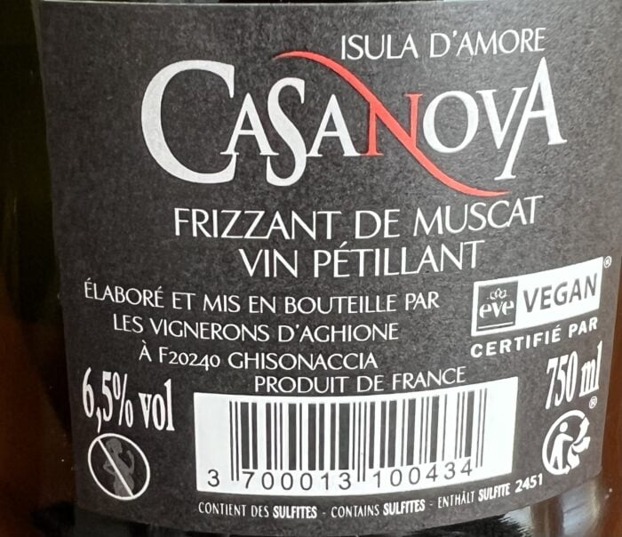 Cave D'Aghione Casanova Frizzant de Muscat Isula D'Amore 75 cL – Image 2